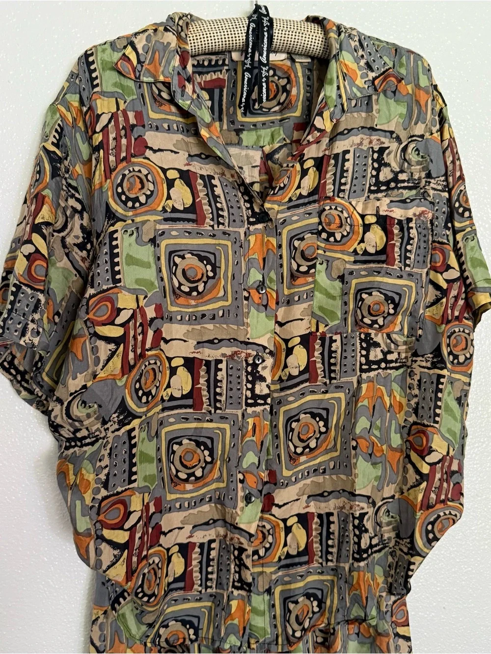Vintage 90s 100% Silk Abstract Print Matching Lounge Set | Jane Ashley